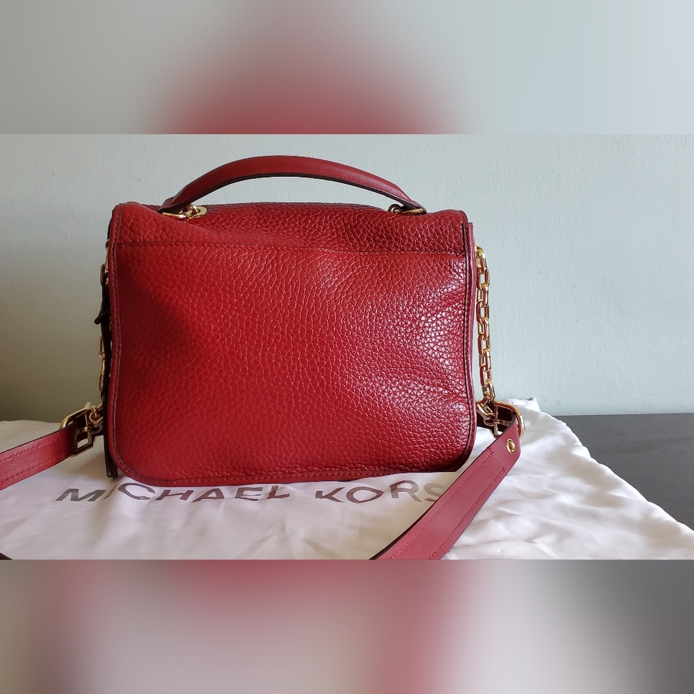 Michael Kors Cooper Large Leather Satchel Messenger Bag in Cherry Red - Picture 10 of 16